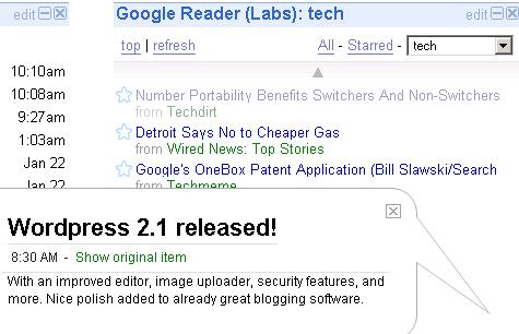 Google Personalized Home G.Reader